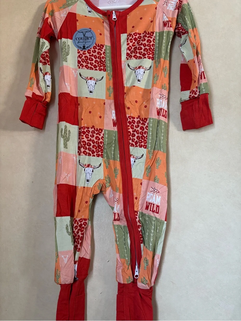 Coulter Kids Red & Multi Patchwork One-Piece Footie